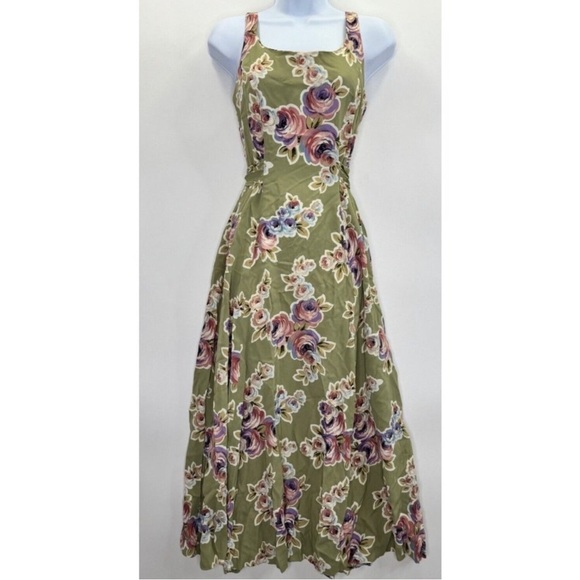 VINTAGE BETSEY JOHNSON MIDI MAXI FLORAL DRESS RAYON Y2K FAIRYCORE XS S P - Picture 1 of 6
